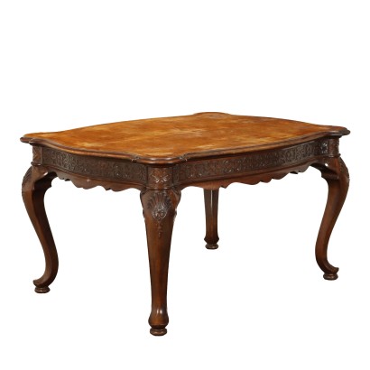 Ancient Table from the XX Century Walnut Shaped and Carved Wood