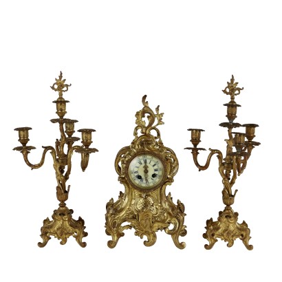 Ancient Tryptich Rococo Style Late XIX Century Gilded Bronze
