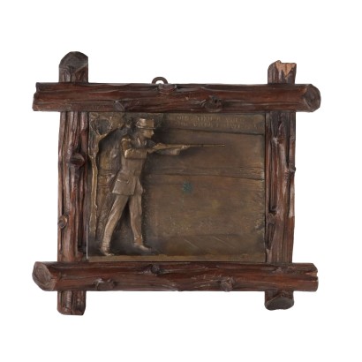Placa de bronce con marco de madera Michele Vedani