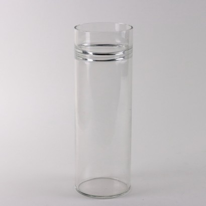 Vintage 1980s Vase Barbini Murano Cylinder-Shaped Glass