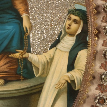 Chromolithographie Madonna vom Rosenkranz