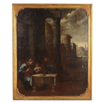 Antikes Gemälde Heilige Subjekt Öl auf Leinwand des XVII Jhs