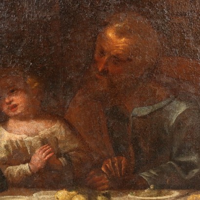 Dipinto con La Sacra Famiglia a Tavola