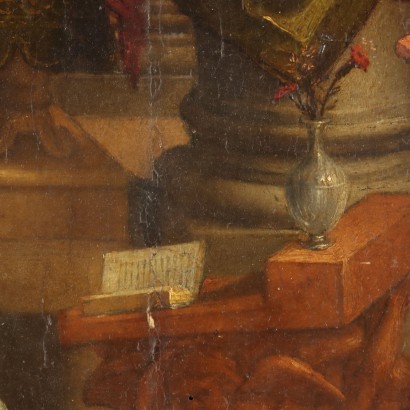 „VERKÜNDIGUNG“ GEMÄLDE AUF EINEM TISCH, Gemälde auf einer Tafel der Verkündigung, 16. Jahrhundert