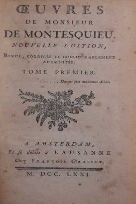 Obras de Monsieur de Montesquieu Nouve