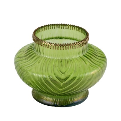 Vase Vintage en Verre Vert Loetz Autriche XXe Siècle