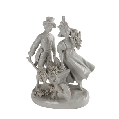 Sculptural Group in White Porcelain by