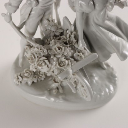 Sculptural Group in White Porcelain by