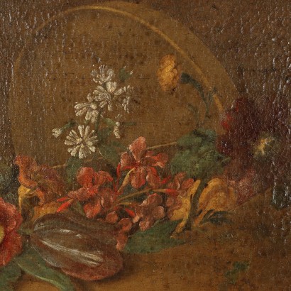 Still Life Painting with Mushrooms and Flowers,Still Life with Mushrooms and Flowers
