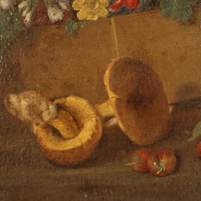 Still Life Painting with Mushrooms and Flowers,Still Life with Mushrooms and Flowers