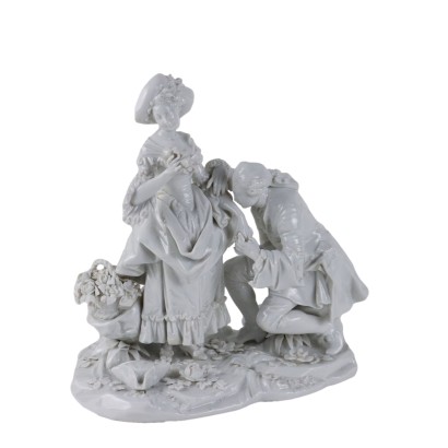 Skulpturengruppe aus weißem Porzellan Ma