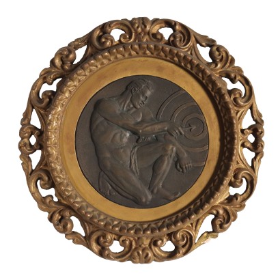 Bassorilievo in bronzo con Figura di A,Bassorilievo con figura di arciere,Placca novecentista con Figura a Bassori