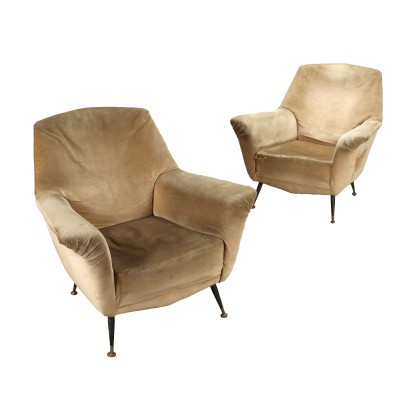 Vintage Sessel aus Metall und Samt Zu Restaurieren 50er-60er Jahre