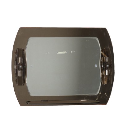 Vintage Spiegel aus Rauchglas mit Lampe Italien der 60er Jahre