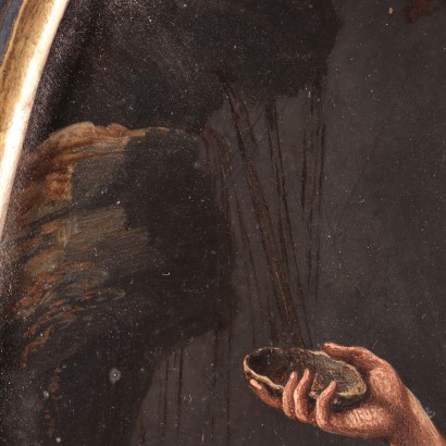 Coppia di dipinti su ardesia,La Maddalena penitente e San Giovanni