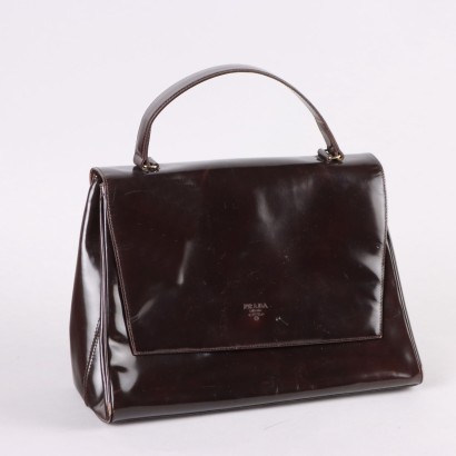 Vintage Prada Bag Brown Leather with Pocket Italy