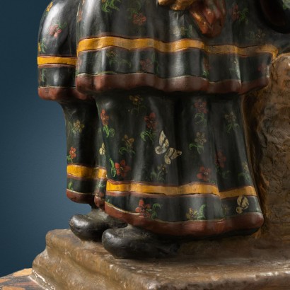 Estatua de Magot en terracota,Magot en terracota policromada