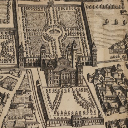 Acquaforte con Mappa di Racconigi 1726,Raconisium - Mappa di Racconigi,Acquaforte con Mappa di Racconigi 1726