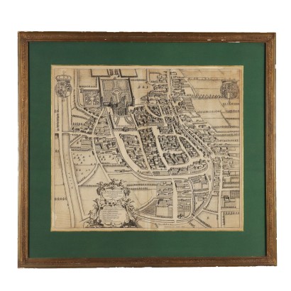 Grabado con Mapa de Racconigi 1726,Raconisium - Mapa de Racconigi,Grabado con Mapa de Racconigi 1726
