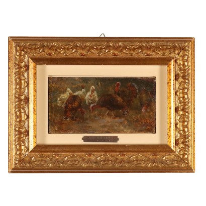 Antikes Gemälde F. Paolo Michetti Öl auf Holzbrett des XX Jhs
