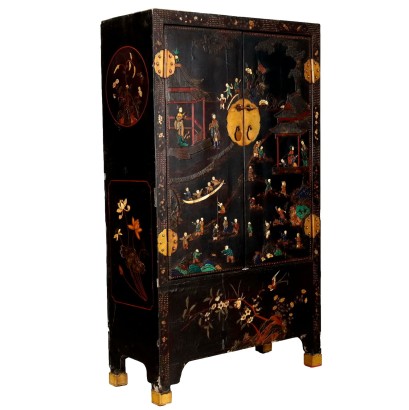 Antique Cupboard Lacquered Wood China XX Century
