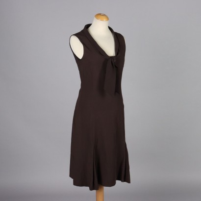 Second Hand Pinko Dress Brown Fabric UK Size 14 Italy