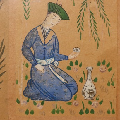 Group of six painted Iranian miniatures