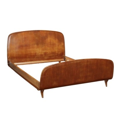 Vintage 1950s-60s Double Bed Mahogany Veneer Italy
