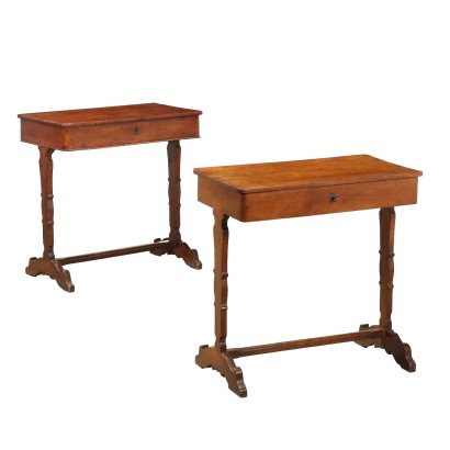 Pair of Antique Working Tables Cherrywood XIX Century