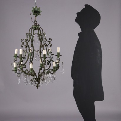 Painted Wrought Iron Chandelier