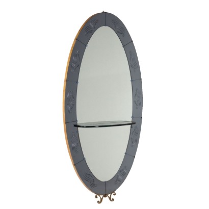Vintage 1950s-60s Mirror Glass Wood Italy