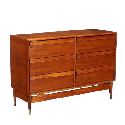 Vintage 1950s Chest of Drawers Mahogany Veneer Brass Argentina