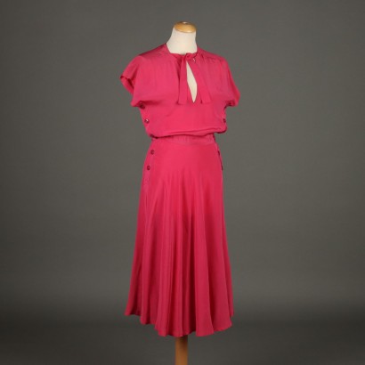 Vintage 1990s Stitches Dress Pink Fabric UK Size 8