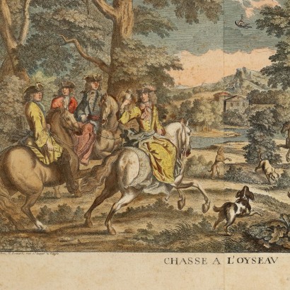 Group of four 18th century etchings, Group of four engravings with scenes