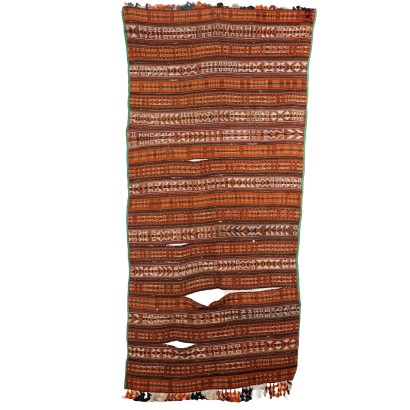 Antique Kilim Carpet Cotton Thin Knot Morocco 109 x 51 In