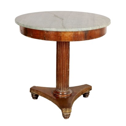 Antique Empire Side Table Walnut Veneer Italy XIX Century