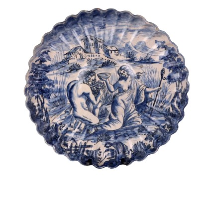 Antiker Teller aus Majolika von Savona Italien des XIX Jhs