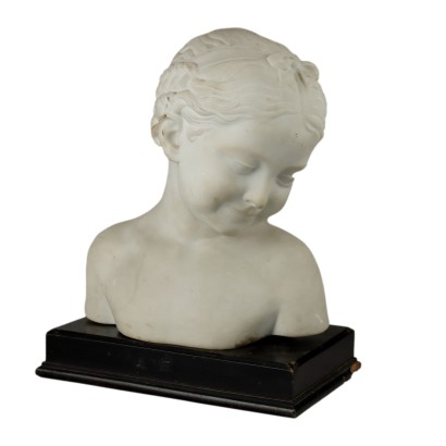 Buste Ancien de Jeune Dame en Marbre Italie XIXe Siècle