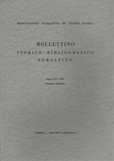Subalpine historical-bibliographical bulletin Year XC, AA.VV.