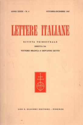 Lettere italiane, anno XXXIX - N. 4