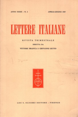 Lettere italiane, anno XXXIX - N. 2