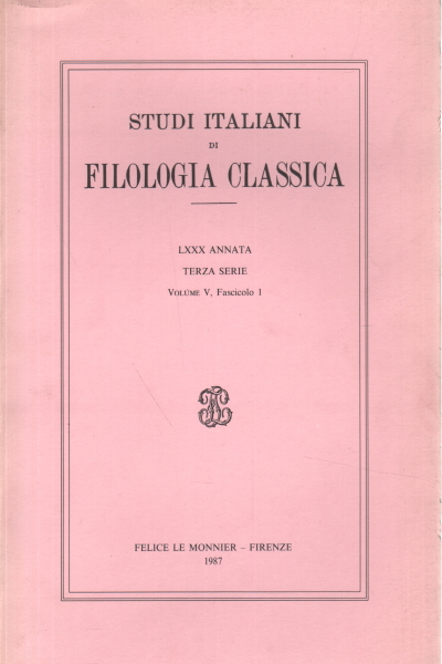 Études italiennes de philologie classique millésime LXXX, AA.VV.