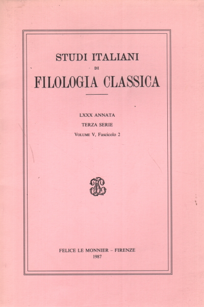 Études italiennes de philologie classique millésime LXXX, AA.VV.