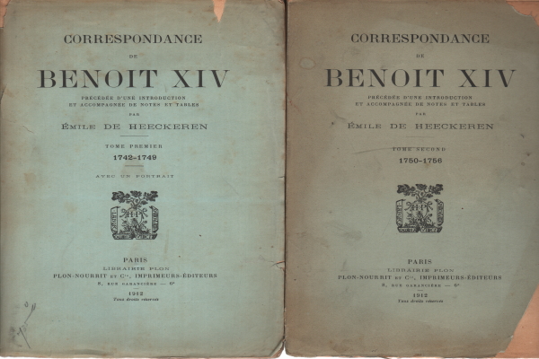 Correspondence de Benoit XIV predée d'one intro, Benoit XIV