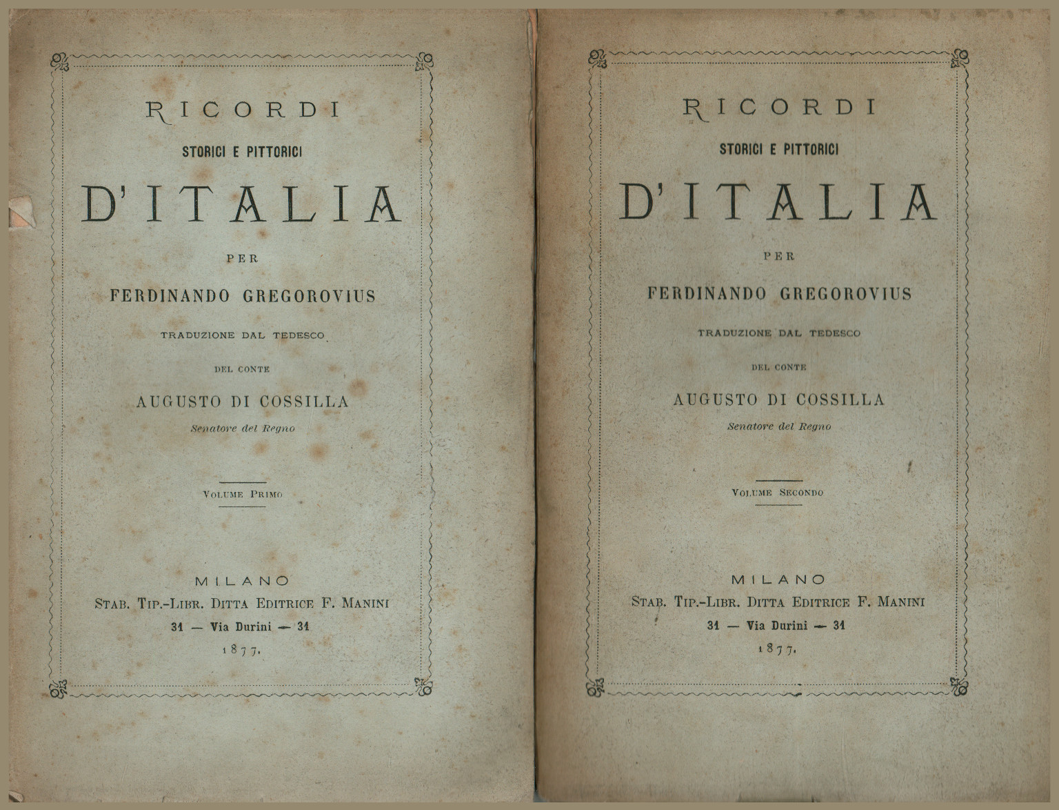 Historische und bildliche Erinnerungen Italiens (2 Bände), s.a.