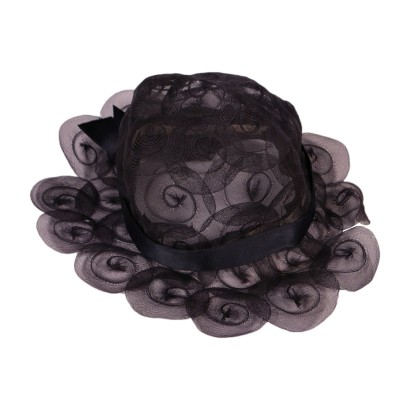 Élégant Chapeau Vintage Tulle noir Années 60-70