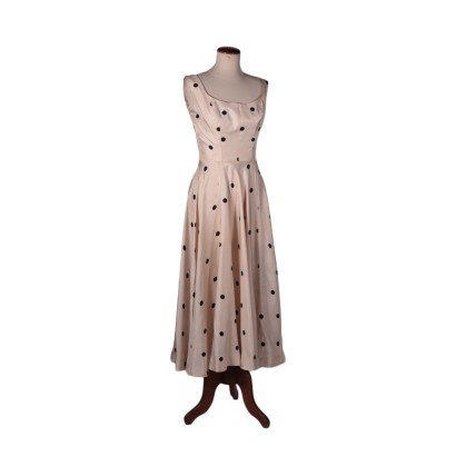 Vintage 1950s Cocktail Dress with Polka Dots Silk US Size 4