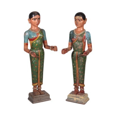 Paire de Statues en Bois Inde XX Siècle