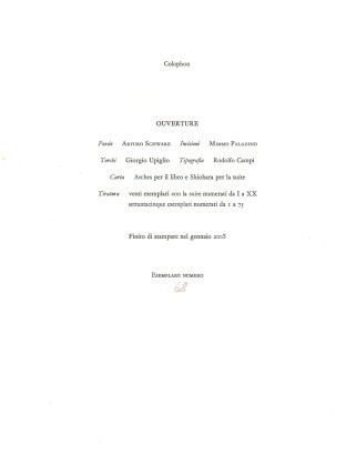 Obertura con cinco grabaciones de Mimmo Paladino, Arturo Schwarz