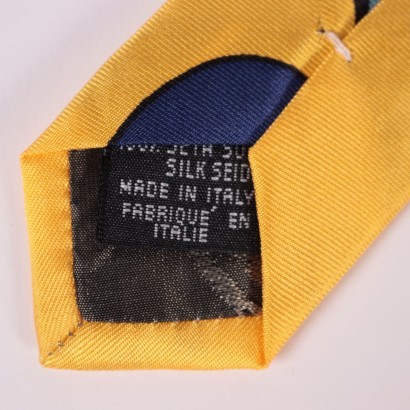 Vintage Yellow and Blue Iceberg Tie Silk Italy 1980s